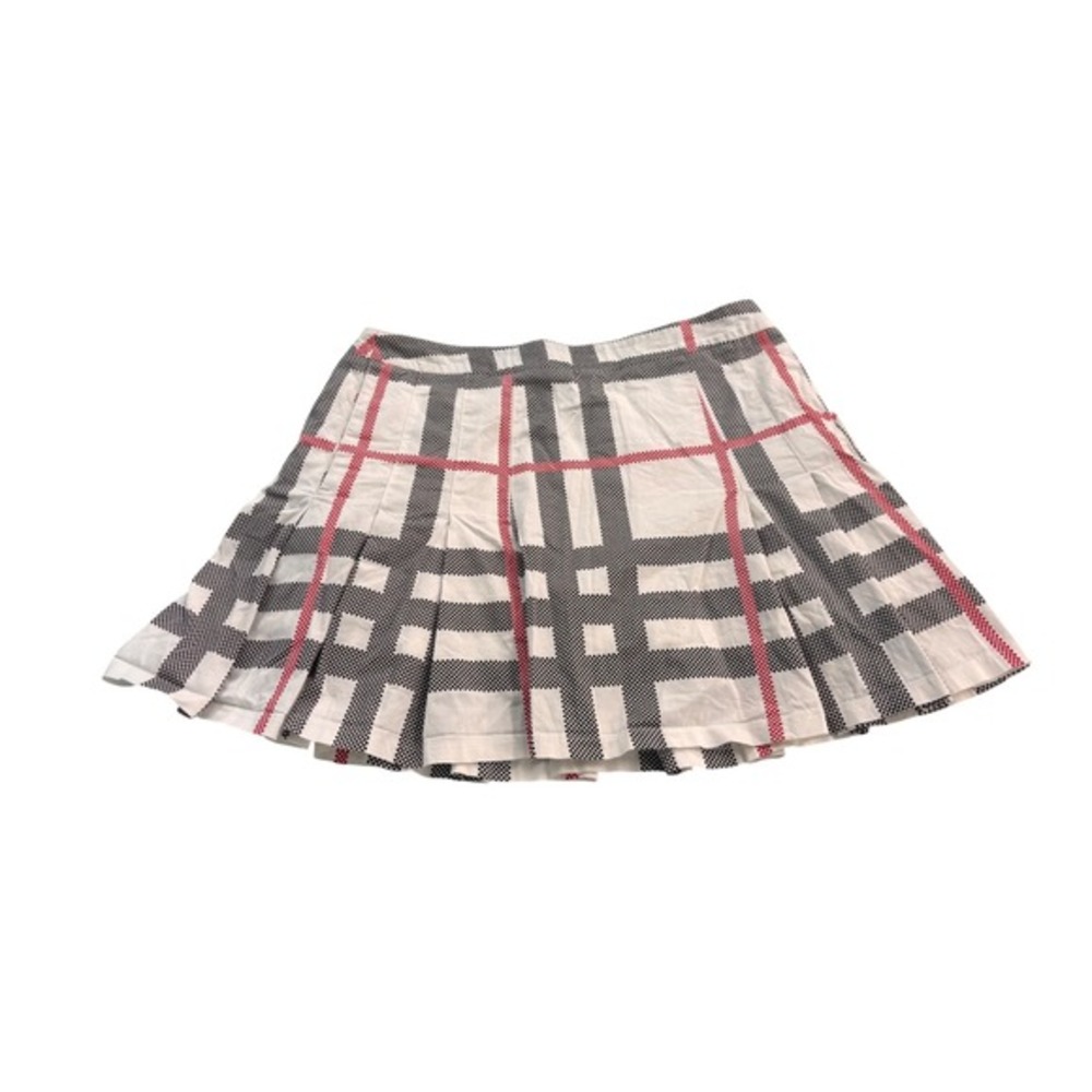 Burberry Golf Womens White Black Red Check Pleated Mini Skort Size 10‎